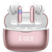 WeurGhy Wireless Earbuds, Bluetooth 5.3, Noise Cancelling, Hi-Fi Stereo Sound, IPX7 Waterproof, 56H Playtime, Pink, X12 Pro