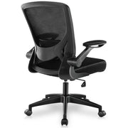 Coolhut 669-Black Lumbar Support Ergonomic Mesh Desk Chair with Flip-up Arms, Black
