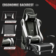 Gtracing Wmt-099sj-2-White PU Leather Office/Gaming Chair With Footrest & Adjustable Headrest, White