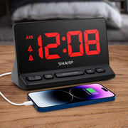 SHARP Dual Alarm Clock with Jumbo Time Display & 2 AMP USB Charge Port