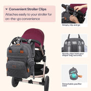 BabbleRoo Original Diaper Bag Backpack, Large 26L Capacity, Water-Resistant Polyester, Multiple Insulated Pockets, Dark Gray