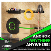 Rhino USA Retractable E-Track Tie-Down Ratcheting Cargo Management Kit, 12-Piece, Black, Includes Rails and Accessories