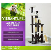 Vibrant Life CT230523 7-Level 65 Multi-Functional Cat Tree Activity Tower with Hammock Brown & Cream