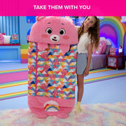 Happy Nappers Care Bears Sleep Sack Large, Cheer Bear 2-in-1 Plush Pillow and Sleeping Bag, 66 x 30 in, Soft Polyester Plush for Kids 3+
