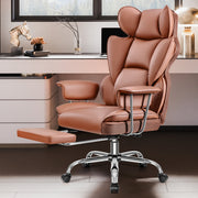 Coolhut CH-5055-Brown Large Executive Leather Office Chair with Footrest, Brown