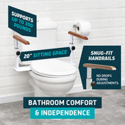 Lunderg Toilet Safety Rails for Seniors, Adjustable Height Grab Bars, Sturdy Steel Frame, Legless Design, White