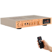 VIPQV 2000W Bluetooth Home Audio Amplifier, 5-Channel Stereo Receiver with Dual Microphone Inputs, USB SD AUX RCA, FM Radio, Headphone Jack