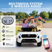 Wisairt 24V 4WD Licensed Toyota Tacoma Ride On Car for Kids, Battery Powered Electric Truck, 2 Seater with Remote Control, LED Lights, Music, White 2025