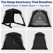 Knocloc Blackout Sleep Tent for Toddler Travel Bed, Kids Air Mattress & Cot, CPC Certified Baby Sleep Pod with Fan Pouch, Breathable, Portable, Easy Setup