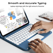 Aoub A3354 Touchpad Keyboard Case for iPad A16 11th Generation 11in and iPad 10th Generation 10.9in, Backlit Magnetic Detachable Wireless Bluetooth Keyboard, Navy Blue