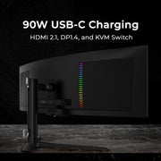Deco Gear OLED 49 Inch Curved Ultrawide Monitor, 5120x1440 Resolution, 144Hz Refresh Rate, 0.03ms Response Time, HDR400 True Black, 32:9 Aspect Ratio, Adaptive Sync, 90W USB-C, Built-in Speakers, Adjustable Stand