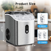 Philergo Nugget Countertop Ice Maker, Portable Pellet Ice Machine, 35 lb Daily Capacity, Self-Cleaning, Stainless Steel, Black, IM17XB-NUGGET