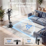 COWIN Pedestal Misting Fan with 4L Water Tank, 5 Speeds, 3 Modes, Remote Controlled Oscillating Standing Floor Fan for Home Bedroom Patio
