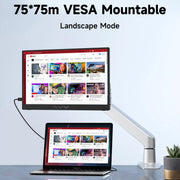 Mayceyee 15.6 Inch Portable Monitor, FHD 1080P IPS Display, USB-C and Mini-HDMI, Travel-Friendly with Kickstand, White, A156C2H
