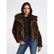 Sofia by Sofia Vergara Women's Faux Fur Chubby Jacket, Muted Leopard Dark, XL