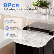 Gianna Countertop Ice Maker, Portable Bullet Ice Machine, 26 lb Daily Output, Dual Ice Cube Sizes, 2L Water Tank, Black, ZBJ-PP10A-BK-HJ