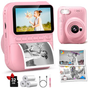 Gofunly Instant Print Camera for Kids, 3.0-Inch Screen, 14MP HD Photos, 1080P Video, Thermal Black and White Printing, Purple