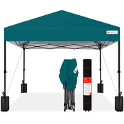 Best Choice Products SKY6966 10x10ft Easy Setup Pop Up Canopy with 1-Button Setup, Wheeled Case, 4 Weight Bags - Cerulean
