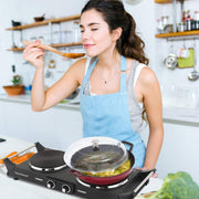 Techwood WS-ES-3203 Hot Plate Electric Single Portable Burner for Cooking and Stay Cool Handles, Black
