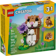 LEGO Creator 3 in 1 Cute Hamster with a Flower Building Toy for Kids Ages 7+, 166 Pieces, Multicolor, 6581017