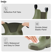 SMILIN Chelsea Waterproof Ankle Rain Boots for Women, Anti Slip Rubber Lug Outsole, Olive Green, Size 10