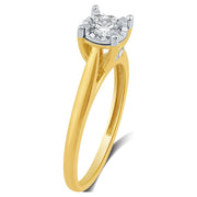 Forever Bride SOR1099H-KY220 1/2 Carat T.W. Round Diamond 10 Kt Yellow Gold Miracle Plate Solitaire Engagement Ring, Yellow Gold Ring Size:7