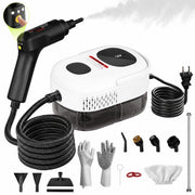 KANFUAQ Handheld Steam Cleaner, 2500W Power, 3-Level Adjustable Steam Control, 1.4L Large Tank, 15pcs Accessories, Portable Steamer for Home Bathroom Kitchen Car, White, TC-SC-005
