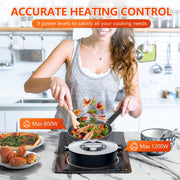 GRACEALL 12 Inch Electric Cooktop, 2 Burner Infrared Ceramic Stove, Black Crystal Panel, Countertop and Built-in Compatible, 120V Plug-in