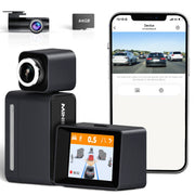 MINIEYE C2M 4K Dash Cam Front and Rear, Dual Cameras with AI Collision Avoidance, 2.4 in LCD, Built-in 5G WiFi GPS, ADAS, Loop Recording, Super Night Vision