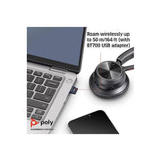 Poly Voyager 4310 UC Wireless Headset, Single-Ear, Bluetooth 5.2, USB-A Adapter, Noise-Canceling Dual Mic, Adjustable Padded Headband, Teams Certified, Charge Stand, 218471-02