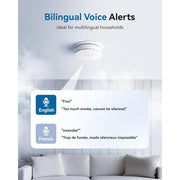SITERWELL Smoke Detector, 10-Year Battery Operated, Photoelectric and Electrochemical Sensors, 85 dB Alarm, UL217-9th Edition Certified, Bilingual Voice Alerts, Pack of 4