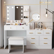 Ktaxon Makeup Vanity Desk Set W/9 Drawers & USB Charging Station, White - Durable