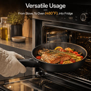 NULAS 21 Piece Cookware Set, Nonstick Ceramic Coating, Stackable with Detachable Handle, Oven Safe, Dishwasher Safe, Black, W-PPS-B