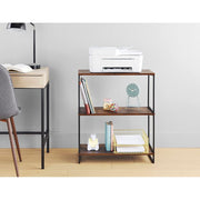 Whitmor Modern Industrial 3-Tier Shelf, Black Steel Frame, Woodgrain Laminate Shelves, Freestanding Storage Unit, 6764-11350