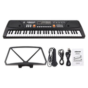 OUTGOO Kids Keyboard Piano, Portable 61-Key Electronic Digital Piano with Built-in Dual Speakers, Microphone, Music Stand, Rechargeable, Black, M9126