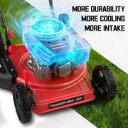 PowerSmart 18 in Gas Lawn Mower, 144CC OHV Engine, 3-in-1 Cutting System, Foldable Frame, 5-Position Height Adjustment