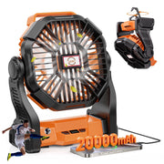 AiYchen Camping Fan with LED Lantern, 20000mAh Portable Battery Operated Outdoor Fan, Rechargeable Personal Fan for Travel, Hiking, Fishing, Picnic, Orange, X23