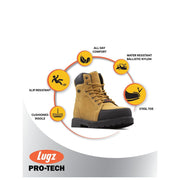 Lugz Work Men's Steel Toe Water Resistant Fortress Work Boots, Wheat, 9.5 Wide
