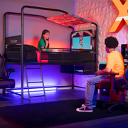 X Rocker 2113001 Contra Mid-Sleeper Gaming Bed with TV Mount, Black, Twin