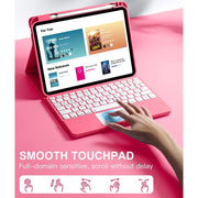 GEAK HB-250C Keyboard Case with Detachable Bluetooth Keyboard and Touchpad for iPad 10th Gen 10.9 in and 11th Gen 11 in, Adjustable RGB Backlight, PU Leather TPU, Purple