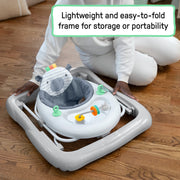 Kids II Ingenuity Smooth Strides Activity Baby Walker, Foldable Design, Adjustable Height, Chambray, 6-12 Months, 17151-083