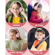 Mpow Foldable Headphones with Cord 94dB Over-Ear Headphones 3.5mm Jack for Girl, Pink