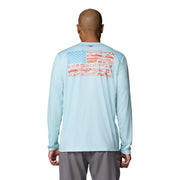 Columbia Terminal Tackle PFG Fish Flag Long Sleeve Rash Guard Shirt, Quick Dry, UPF 50 Sun Protection, Marine Light, X-Large, 187266