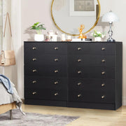 UBesGoo 6 Drawer Wood Dresser for Bedroom, Black