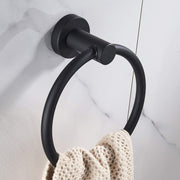 Marmolux Acc 5-Piece Matte Black Bathroom Hardware Set, SUS 304 Stainless Steel, Wall Mounted Towel Bars, Towel Ring, Toilet Paper Holder, Towel Hook, MA-S911-5BK