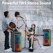 FanFun FF-BS-T20 Bluetooth Speaker, Large Party Speaker with DJ Lights, Remote Control, Double Subwoofer