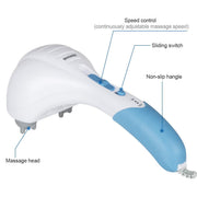 Cotsoco Handheld Massager, Double Head Electric Deep Tissue Percussion, 3 Removable Massage Heads, Corded, Blue, MA209