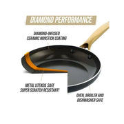 Blue Diamond Gold Edition Ceramic Nonstick 12 Piece Cookware Set - Dishwasher safe