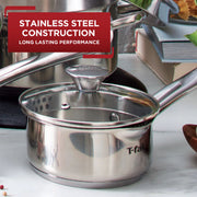 T-fal H8532464 Cook and Strain Stainless Steel Saucepan with Lid, 3 Quart