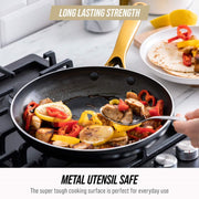 Blue Diamond Gold 14-Piece Ceramic Nonstick Cookware Set, Diamond Infused, PFAS-Free, Induction Compatible, Oven Safe to 600F, Black and Gold